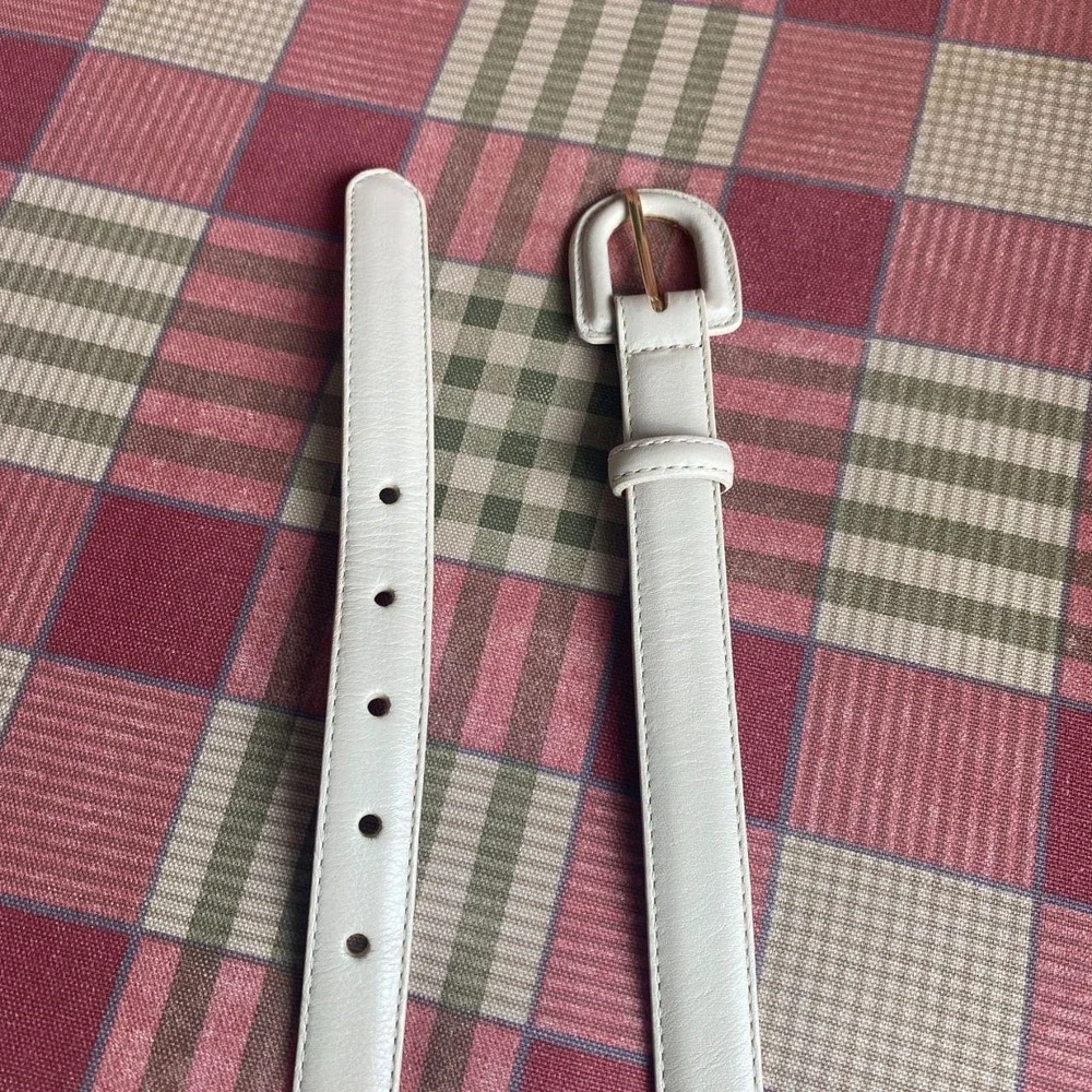 W. Kleinberg Ivory Cream Leather Belt Gold Buckle